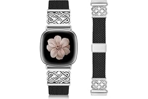 TOYOUTHS Braided Stretchy Bracelet Compatible with Fitbit Versa 4/Sense 2 Bands/Versa 3/Sense Watch Band Women Men Celtic Kno