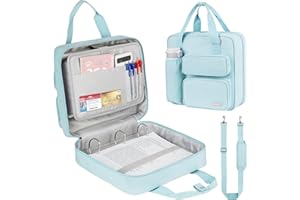 ZIOZERTT Zipper Binder 3 Ring, 500 Sheets Capacity, Binder 2 Inch with Shoulder Strap Fits 13 Inch Laptop for School and Office,Blue