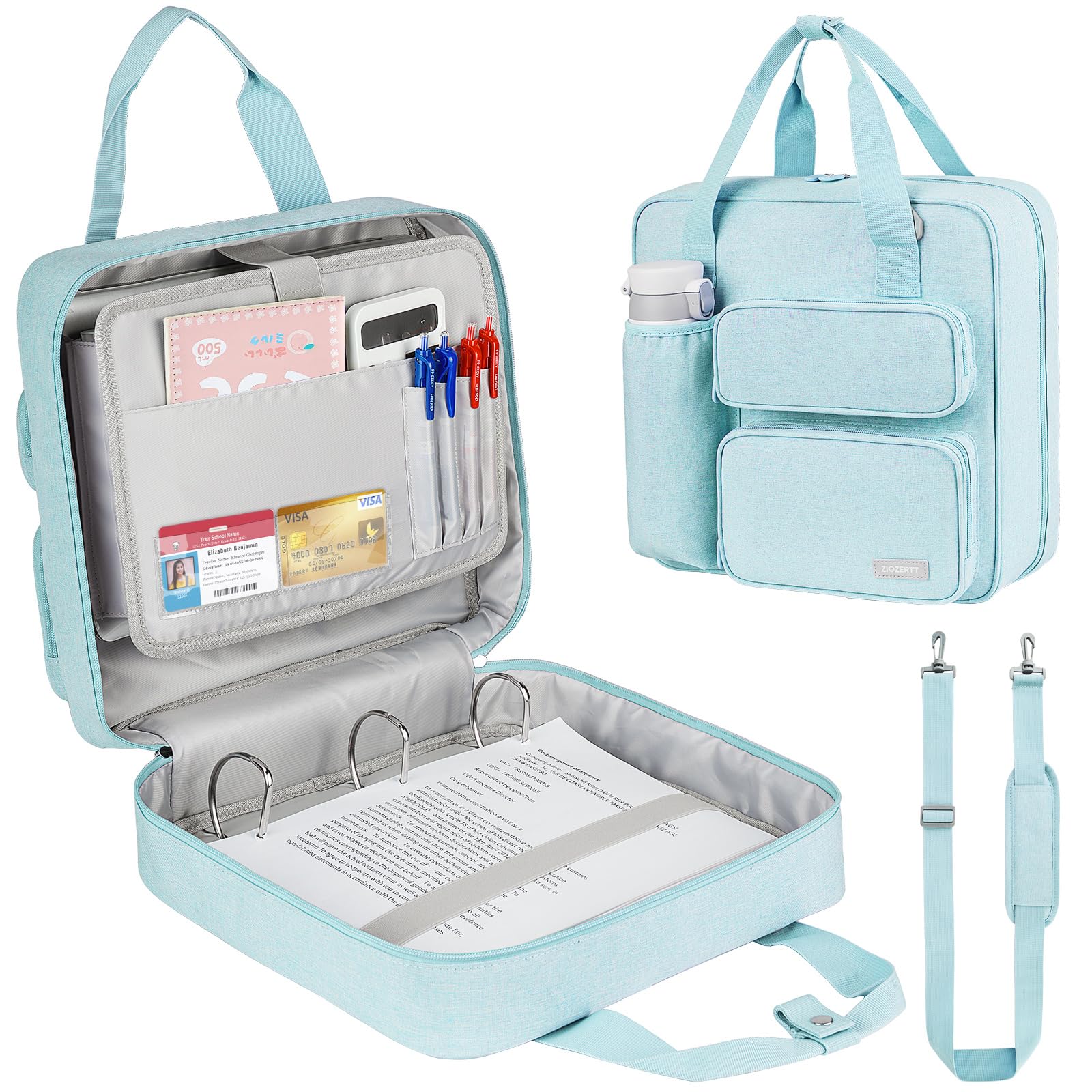 Photo 1 of Zipper Binder 3 Ring, 700 Sheets Capacity, Binder 3 Inch with Shoulder Strap Fits 13 Inch Laptop for School and Office,Blue