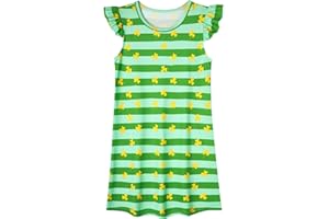 Funnycokid Girls Nightgowns Pajamas Dress 3D Printed Flutter Sleeve Sleepwear Nightdress Nightshirt for 5-12 Years