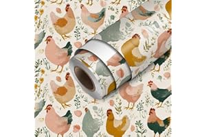 HOMETITUTE Colorful Chicken Wallpaper Peel and Stick Farmhouse Contact Paper Wall Paper Stick 118.1"x17.7" Self Adhesive Viny