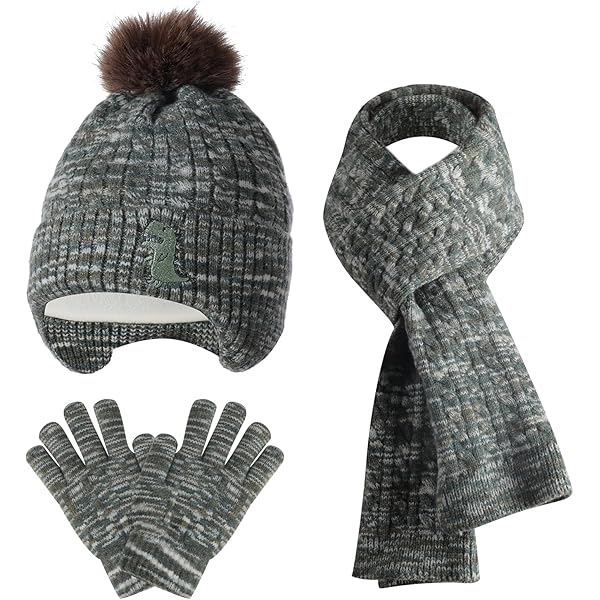 Unisex Winter Warm Beanie Hat Scarf Gloves Set, Thick...