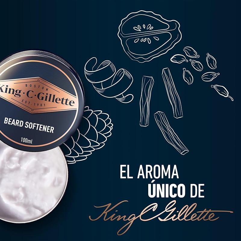 Bálsamo para barba masculino king c. gillette com manteiga de cacau, óleo de argan e manteiga de karité, 100 ml