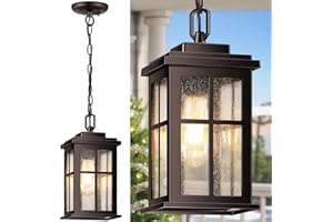 VIANIS Outdoor Hanging Lights, Oil Rubbed Bronze Exterior Pendant Lights for Porch with Adjustable Chain, 100% Aluminum Anti-Rust Outdoor Chandelier for Gazebo, Outdside Ceiling Lantern for Front Door