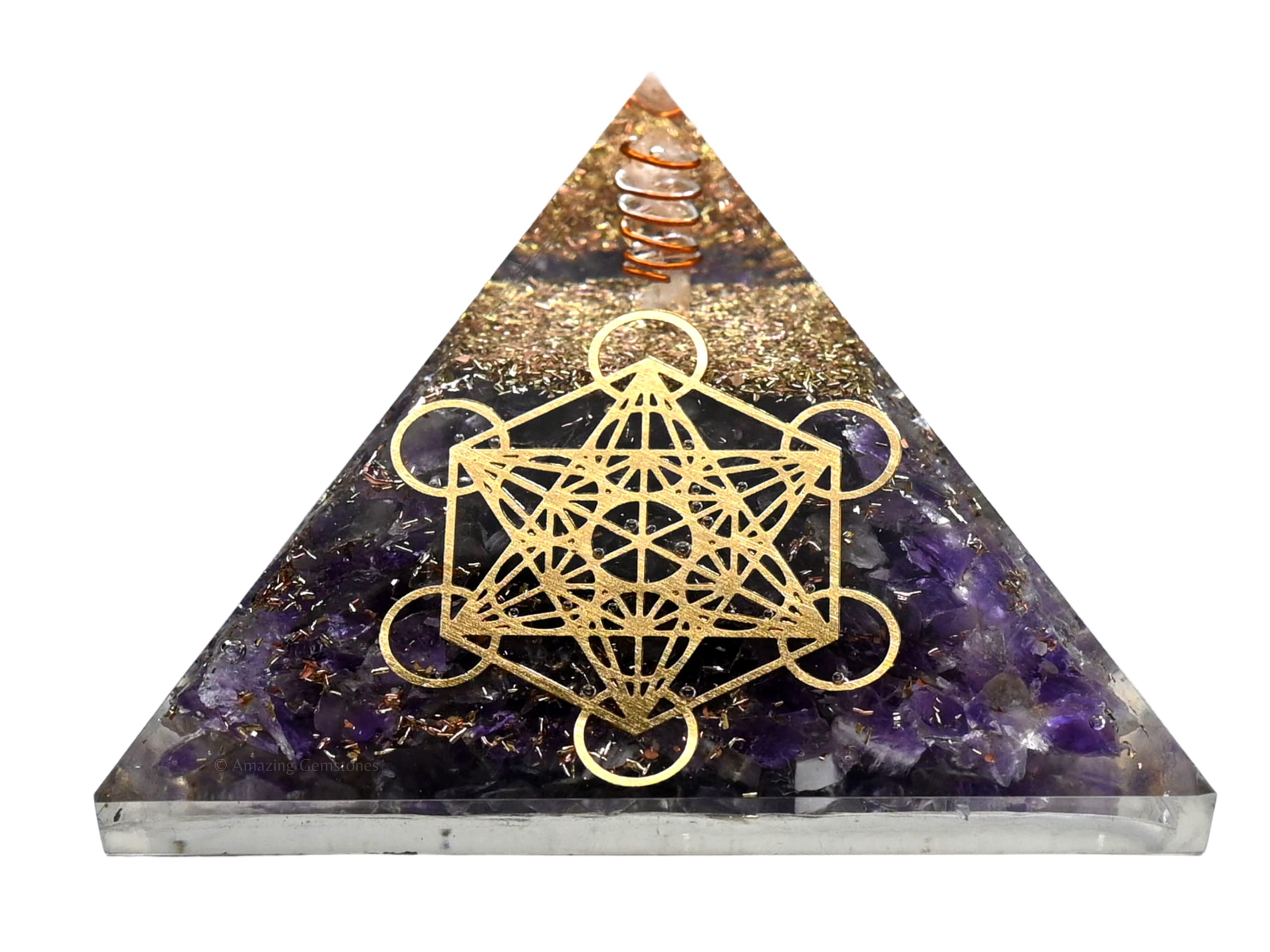 Large Orgone Pyramid | Amethyst Pyramid Crystal | Metatron Orgonite Pyramid | Organ Pyramids Positive Energy Healing