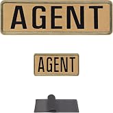 Puideon 2-Pack Agent Patches for Tactical Vest | Hook And Loop Patches for Tactical Vest,Jackets,Bags(Large 10"x3.15",Small 4.01"x2.05")