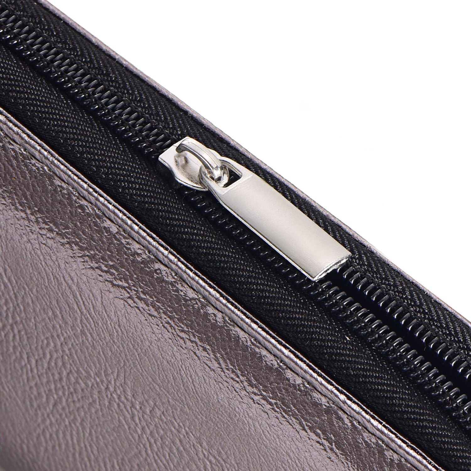 DonDon Ladies' Metallic Look Purse with Zip - Money Pouch Soft in Grey 7.87" x 3.94" x 0.98" - Image 5