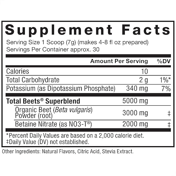 FORCE FACTOR TOTAL BEETS DRINK MIX SUPERFOOD POWDER WITH NITRATES TO SUPPORT CIRCULATION, BLOOD FLOW, NITRIC OXIDE, ENERGY, ENDURANCE, AND STAMINA, CARDIOVASCULAR HEART HEALTH SUPPLEMENT, 30 SERVINGS