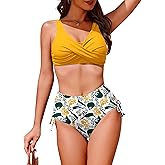 AI'MAGE Women's High Waisted Bikini Set Tummy Control 2 Piece Swimsuit for Women Push Up Twist Front Bathing Suit 2026