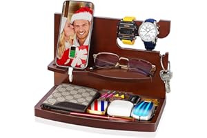 PRINLUCK Christmas Stocking Stuffers Gifts for Men Dad Husband, Wood Phone Docking Station, Mens Stocking Stuffers, Christmas Boyfriend Gifts, Stocking Stuffers Ideas for Him, Mens Gifts for Christmas Day
