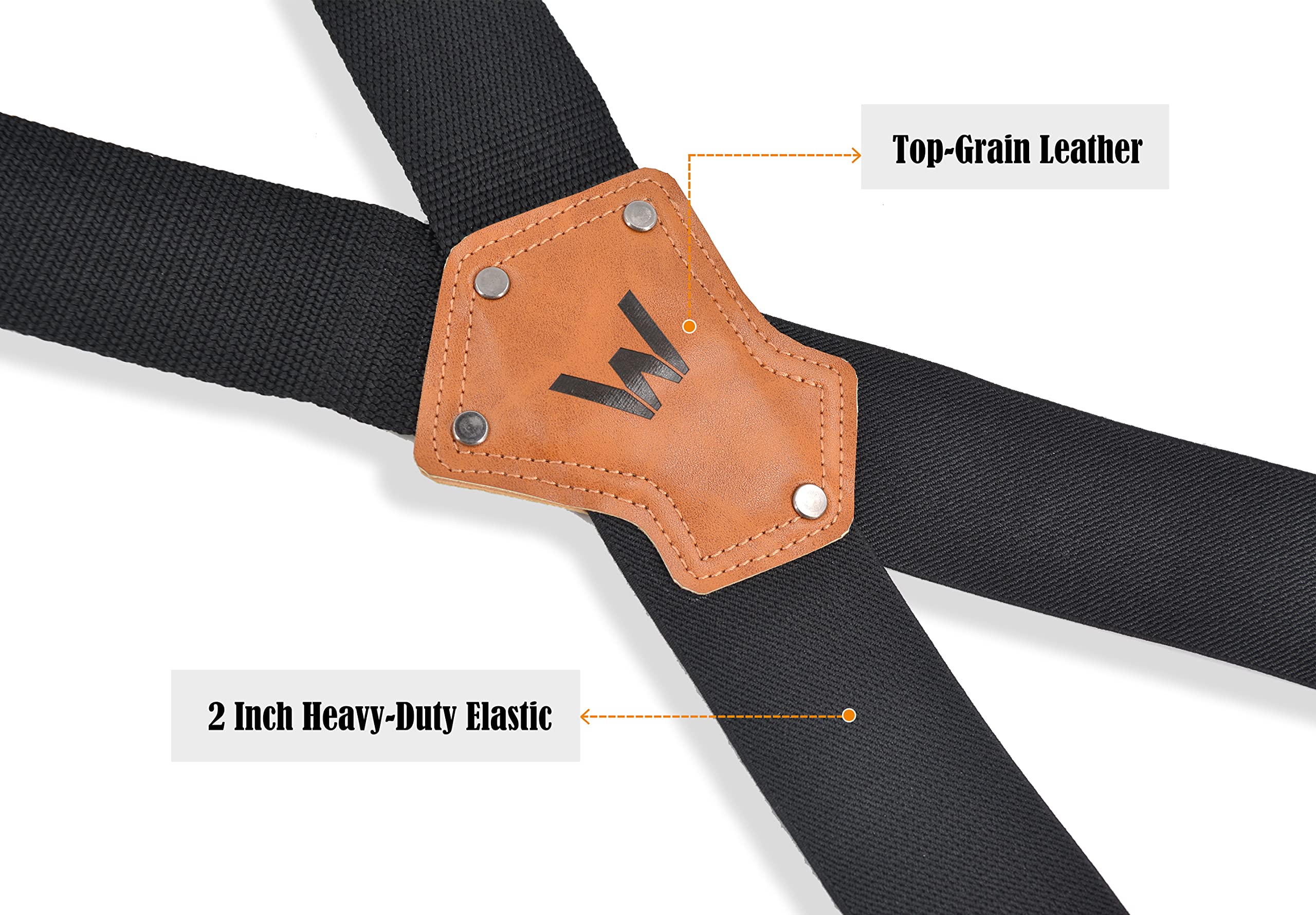 WELKINLAND 2Inch Suspenders for men heavy duty, Men's suspenders, Big Black suspenders for men, Black suspender man for jeans, Heavy Duty Work suspender for man