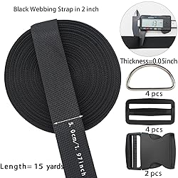 ZHFMILY 2 inch Black Nylon Webbing Strap with