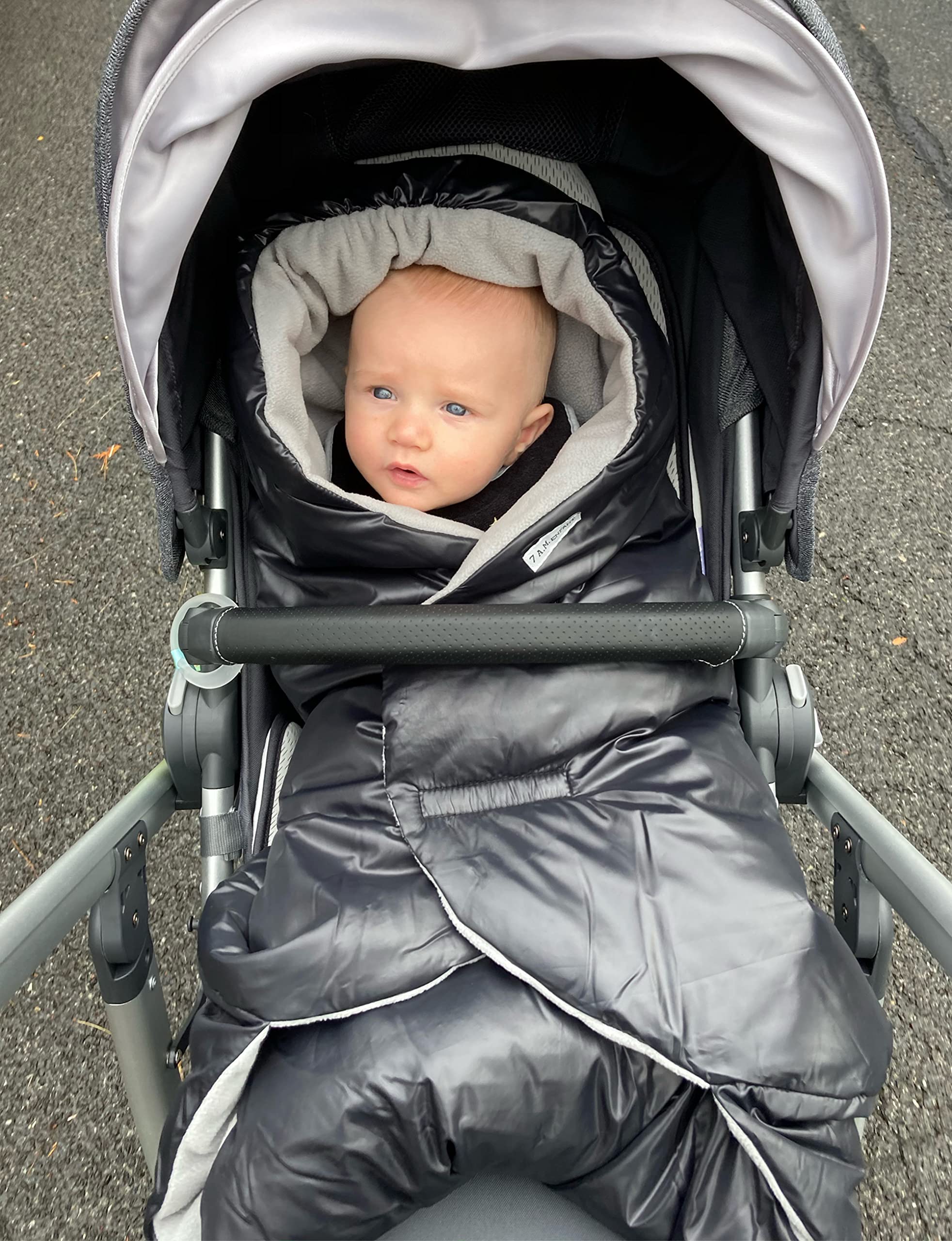 7AM Baby Car Seat Blanket - Multifunctional Car Seat Cover for Toddlers, Winter Stroller & Swaddle Blanket, Micro-Fleece & Plush Lined Warm Carseat Cover | (Black Quilted, Small 0-6M)