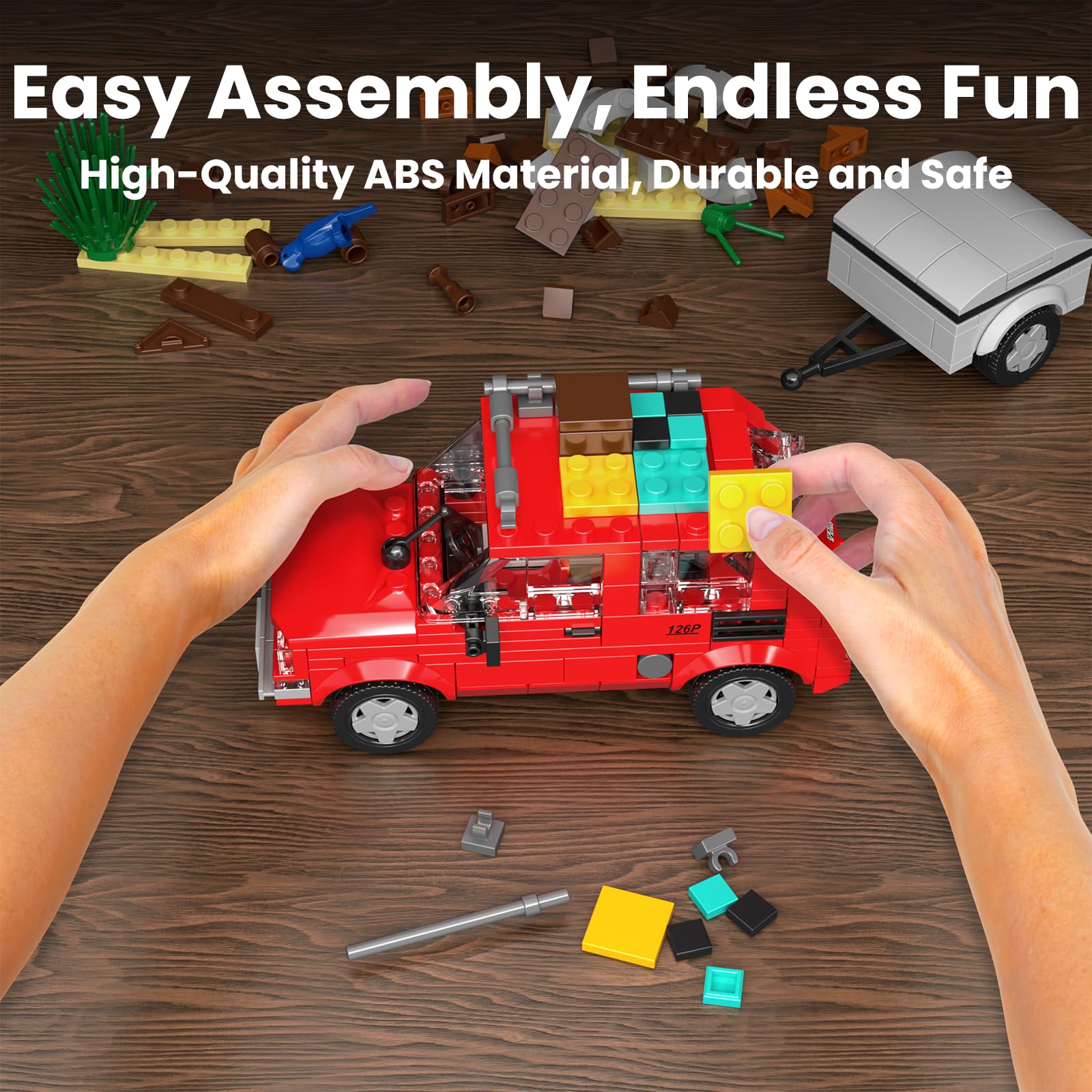 Mould King 24074 Wohnmobil Spielzeug Klemmbausteine 126P Camper Wohnmobil Modellauto Bausteine mit Camping Van Bausatz Kompatibel mit Andere Marken(393 Teile) 6