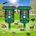 Solar Animal Repellent Outdoor with Vibration and Motion Sensor, Waterproof with Flashing Light, Ultrasonic Pest Repellent for Snakes, Moles, Cat, Dog, Squirrels, Deer, Raccoons, Coyotes, Rabbit