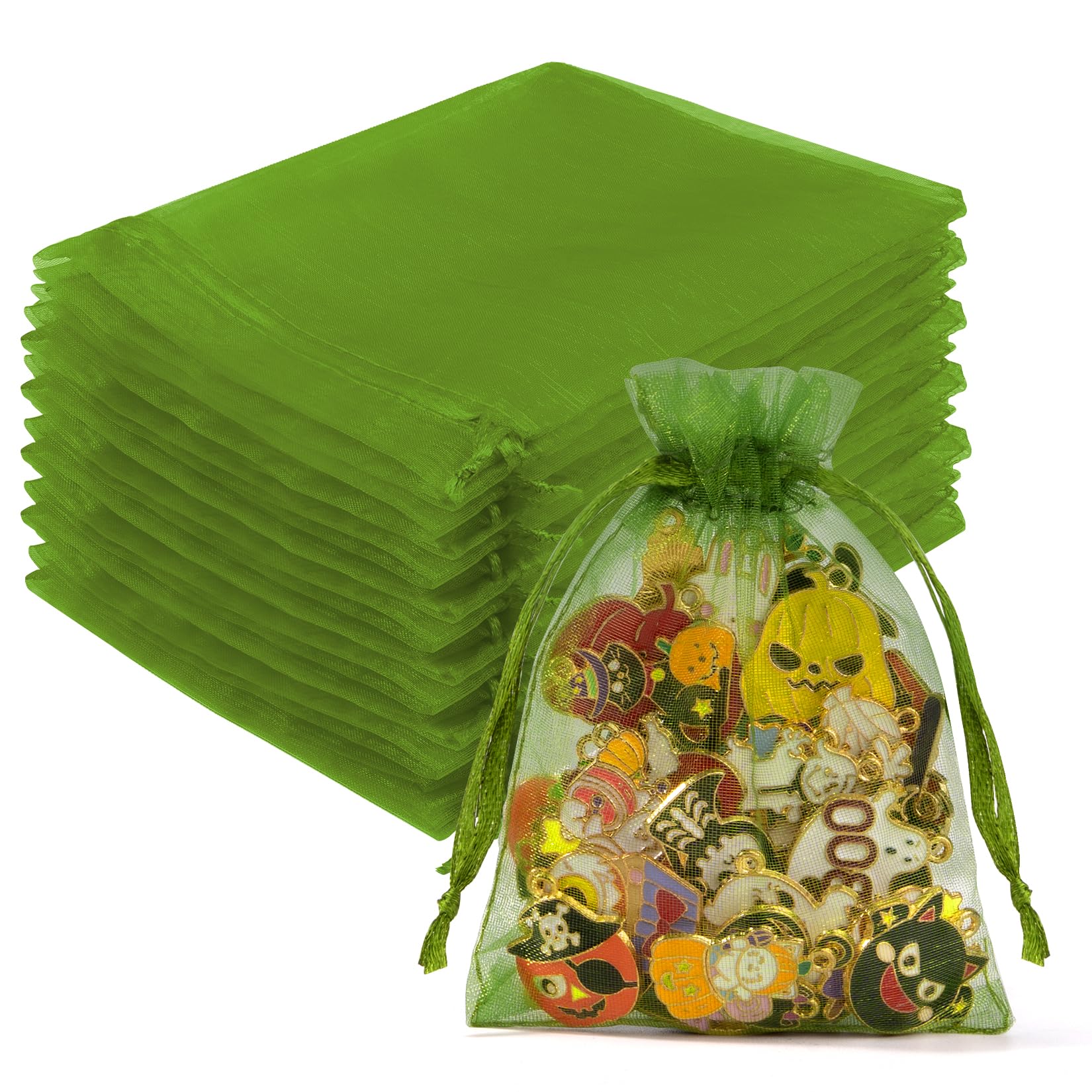 Photo 1 of Crweety 10Pcs 3x4 Inch Green Organza Bags, Small Mesh Bags Drawstring for Gifts, Elegant Jewelry Pouches for Wedding Favor, Spring Party Favor & Christmas St. Patrick's Day Decor