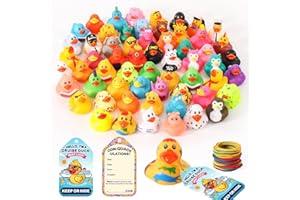 ANGGIKO 90 Pcs Cruise Rubber Ducks Kits Includes 30 Pcs Cruise Ducks 30 Pcs Cruising Duck Tags and 30 Pcs Rubber Bands, Assortment Rubber Ducks for Cruise Ships Hiding Carnival Ducking Bath Toys