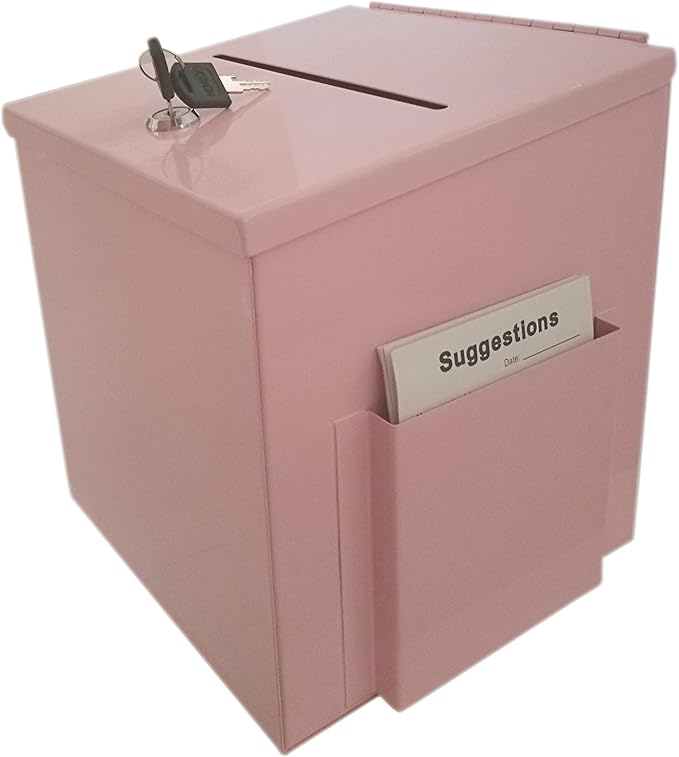 FixtureDisplays Pink Metal Donation Box Suggestion FundRaising Collection Charity