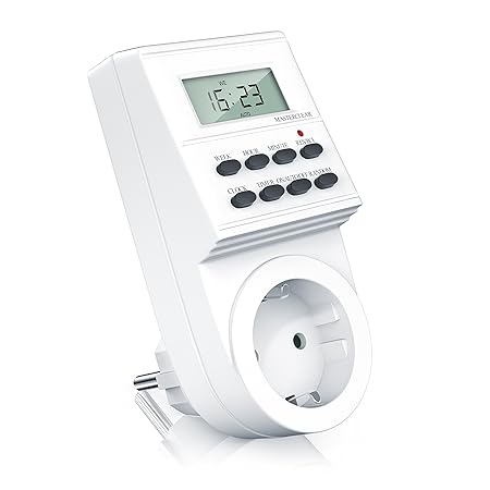 Arendo Digitale Zeitschaltuhr | 1,5“ LCD-Display | 3680W | 8 ON/Off Programme | Zufallsschaltung | 12/24h-Modus | Kinderschut