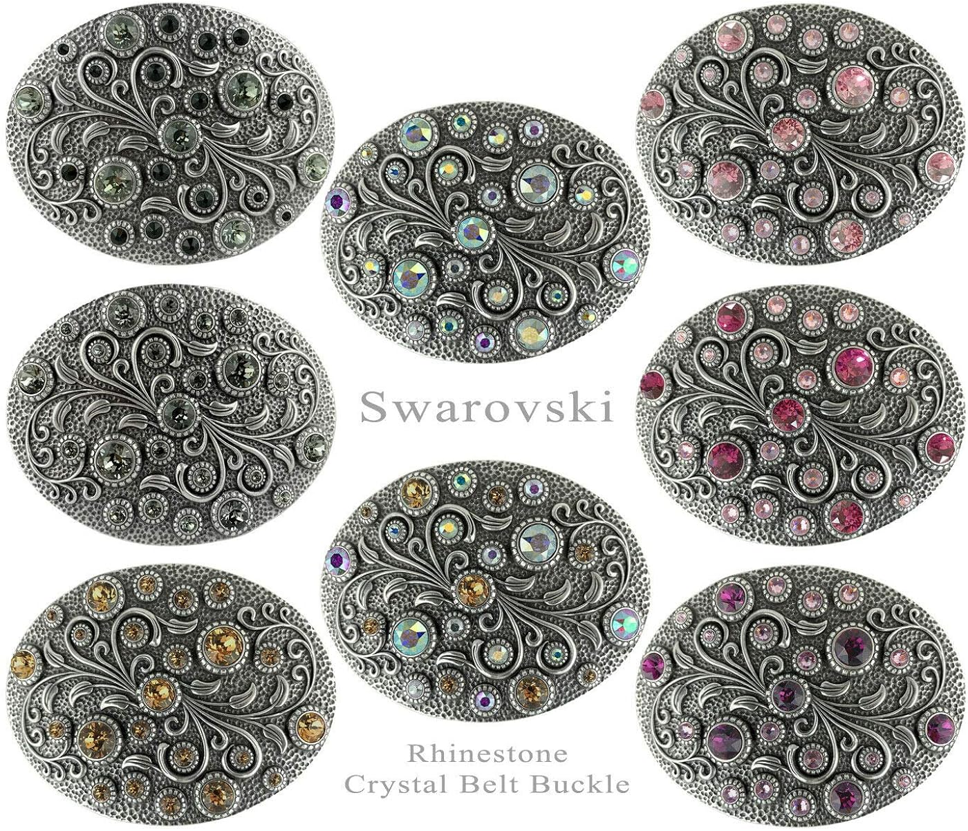 Swarovski rhinestone Crystal Belt Buckle Antique/Brass Oval Floral Engraved Buckle at  Women’s Clothing store