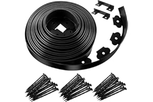 Landscape Edging, 2 Inch Tall 33 Ft No Dig Landscape Garden Edging Border Kit with 50 Anchoring Spikes, Plastic Garden Border