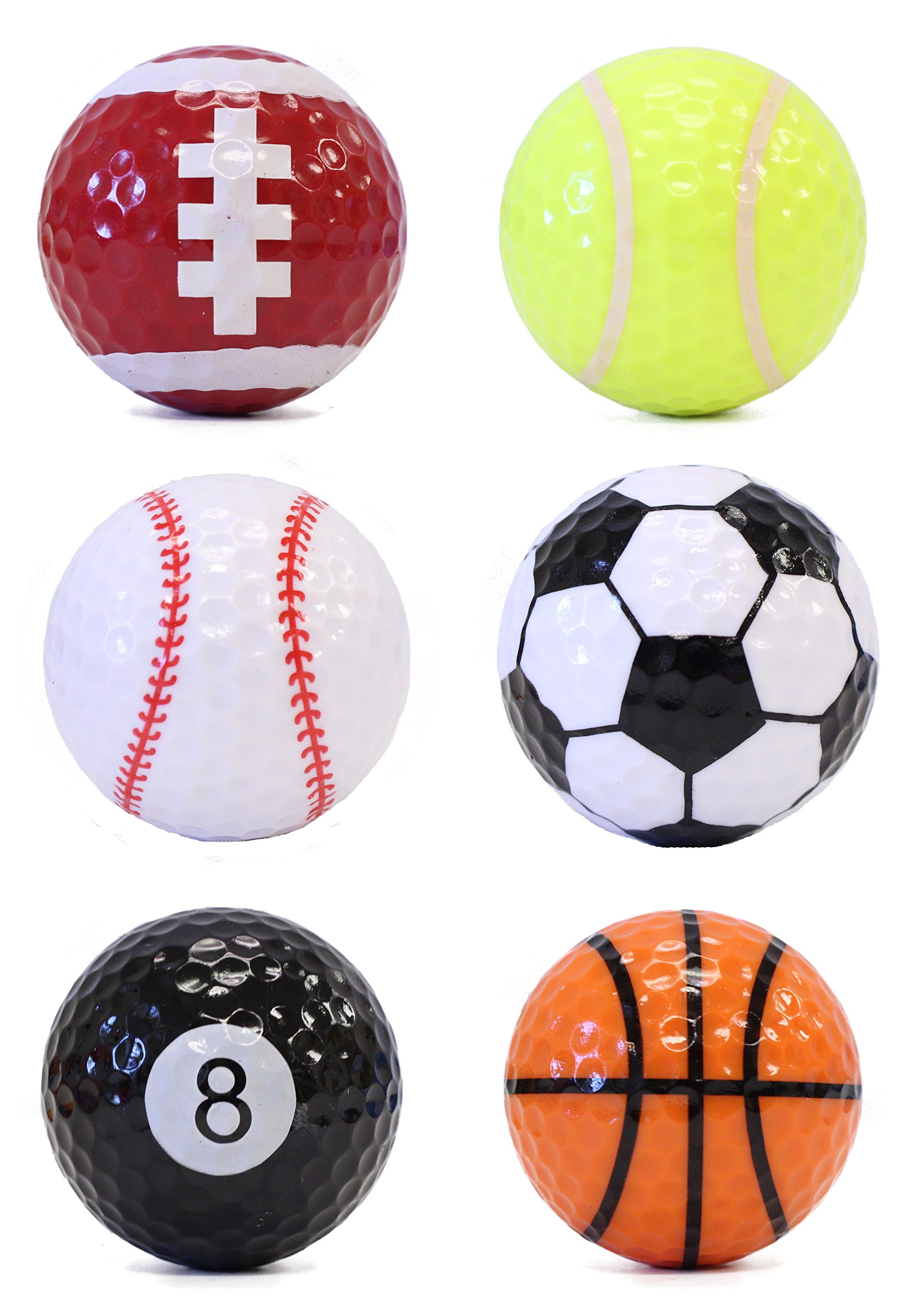 Novelty Cute Golf Balls | Sports Theme | Golf Ball Gift Set | 6 Pack