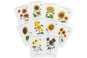 Sereniseed Sunflower Seeds Collection (10-Pack) – 100% Non GMO, Open Pollinated – Grow Guide