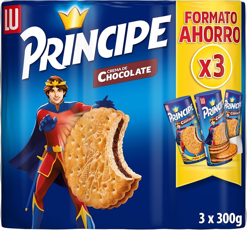 Biscoitos sanduíche príncipe original recheados com creme de chocolate ao leite pacote poupança 3 x 300g — foto 1 de 8