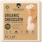 Organic Unbleached Cotton Cheesecloth &ndash; GOTS Certified Muslin Cloth for Straining &amp; Cooking, Reusable Kitchen Filter, Large 18 sq ft