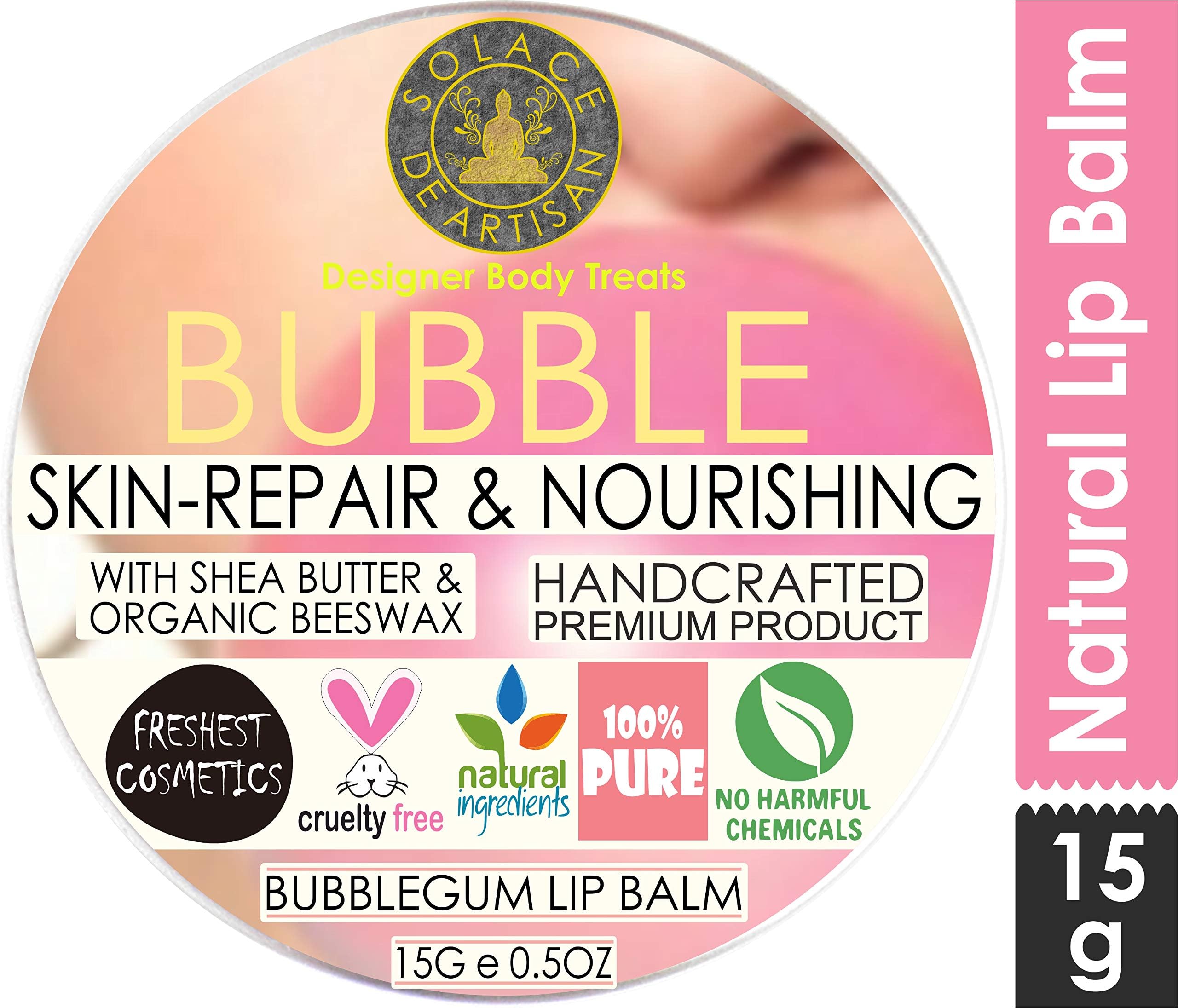 SolaceDeArtisan LIP BALMS (Super Value Pack 15g) (Lasts all day)- Shea Butter- Hydrating and Nourishing- Premium Handcrafted from 100% Natural Ingredients (Biggest pack in Market)
