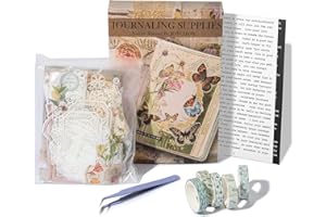 JOYCHOIC Vintage Scrapbook Kit for Beginners, Scrapbooking Material Junk Journal Supplies, Journaling Paper Aesthetic Stickers Ephemera, Arts Crafts Bullet Journals Planner Embellishments