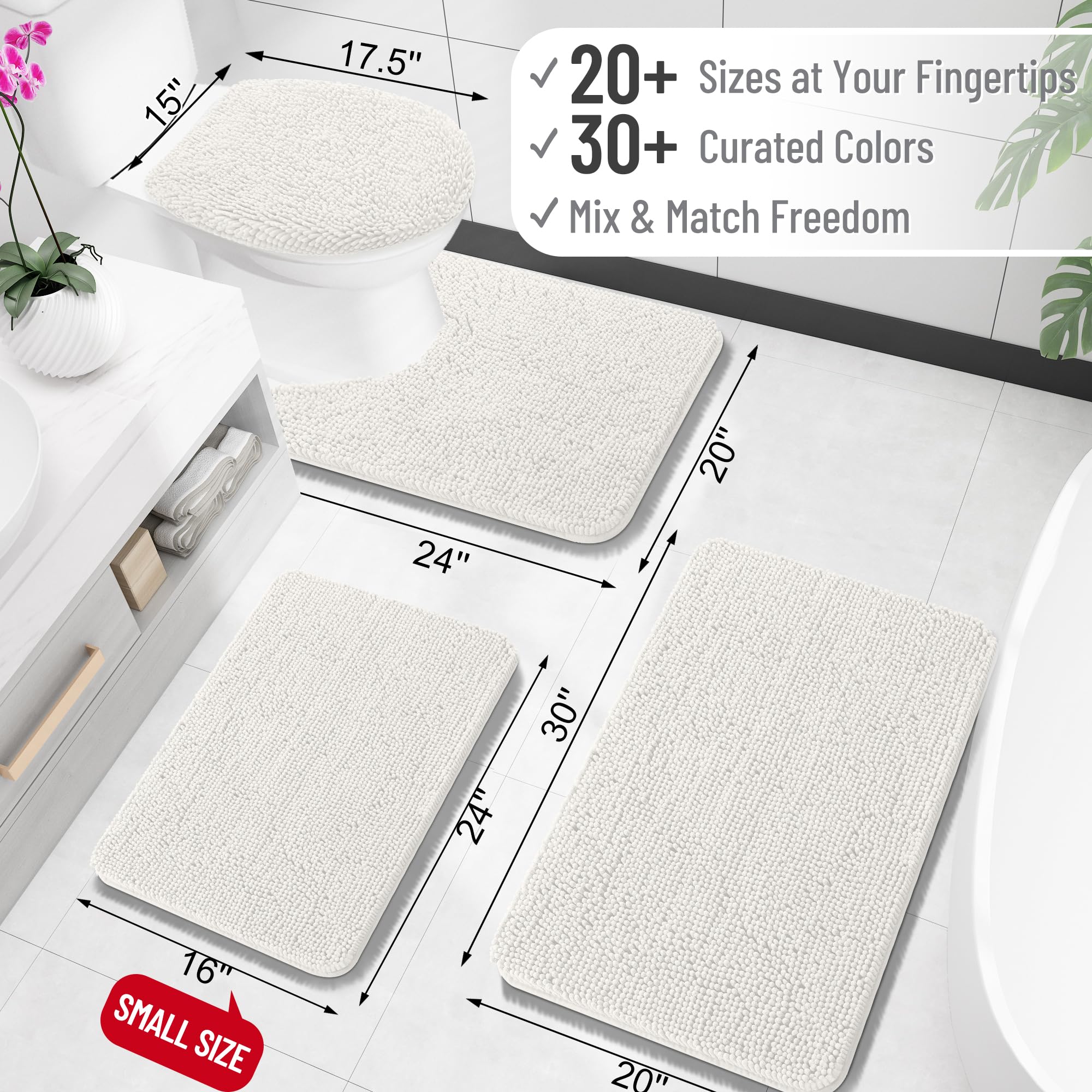 Condition photo showing As Is for olanly toilet rugs u-shaped 24x24, extra soft absorbent chenille contour bathroom rugs for toilet, d