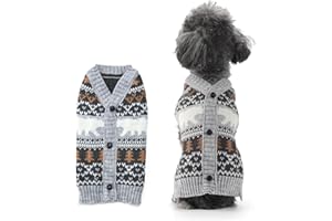 TENGZHI Dog Christmas Sweater Classical Argyle Knitted Cat Ugly Xmas Outfit Holiday Puppy Costumes Soft Fall Winter Warm Pet Sweater Vest Clothes for Small Medium Large Dogs Cats(S,Grey)