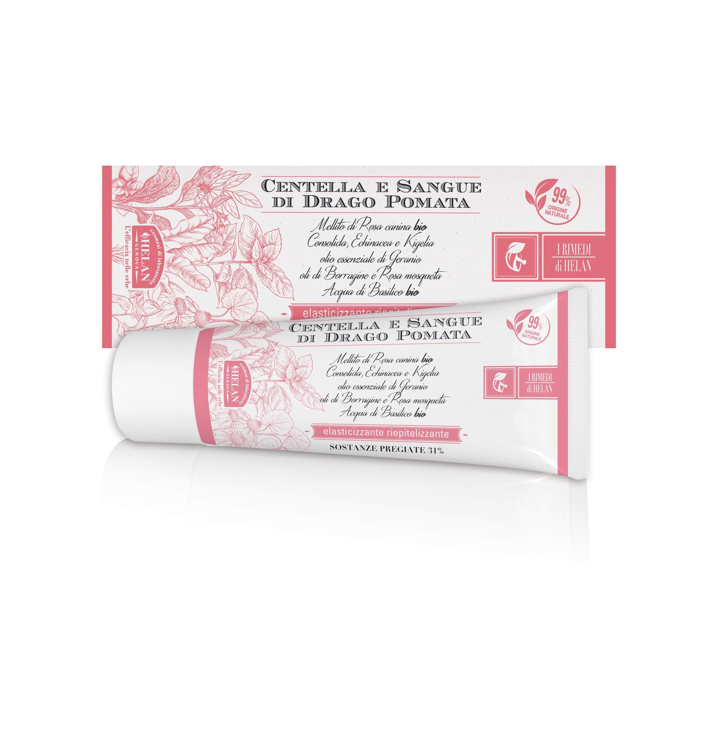 Helan I Rimedi - Centella & Dragon’s Blood Ointment with Vitamin E and Sweet Almond Oil - Healing, Elasticising, Epithelising Properties, Prevents Wrinkles and Stretch Marks - Made in Italy, 75 ml