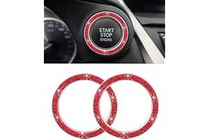 iolory car Start Button Cover,Car Stickers,Crystal Double Rhinestone Automotive Engine Start Decoration Ring,Push Start Butto