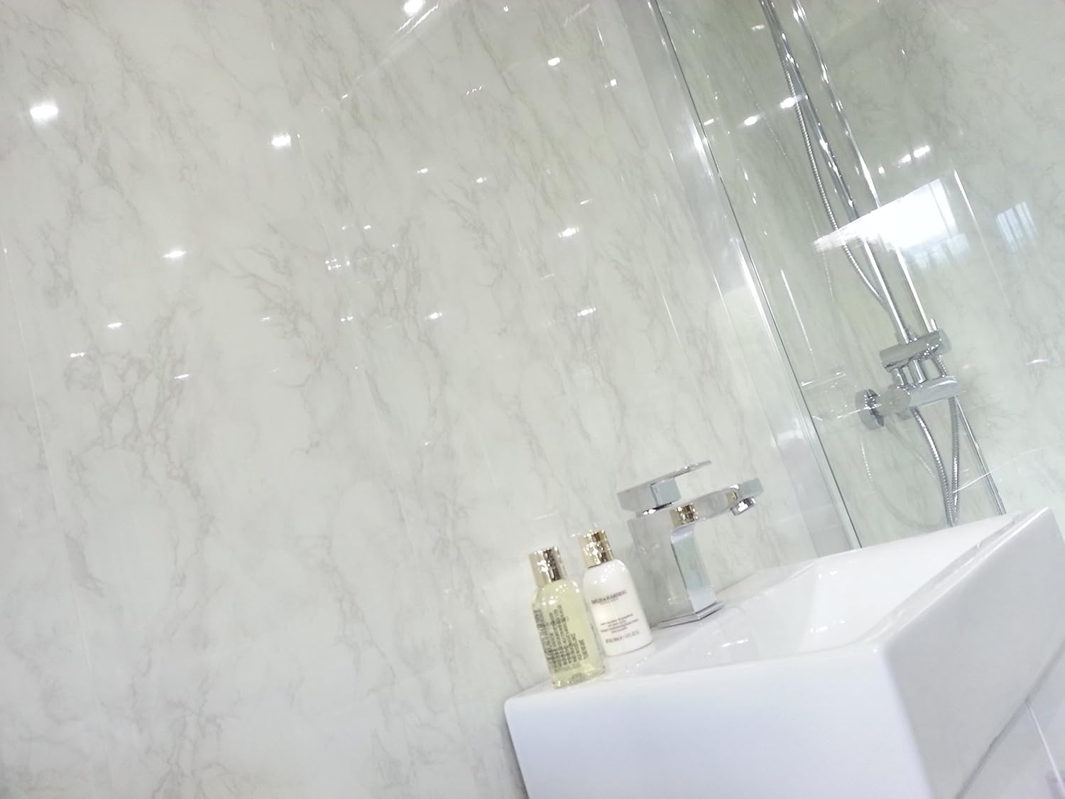 10 White Marble Marble PVC Bathroom Cladding Shower Wall Panels Amazon