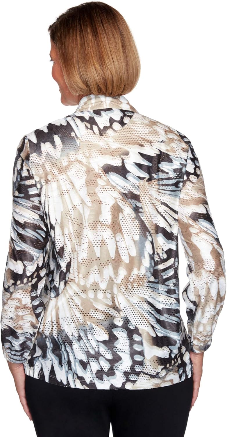 Alfred Dunner Women's Classics Abstract Butterfly Jacket: Clothing