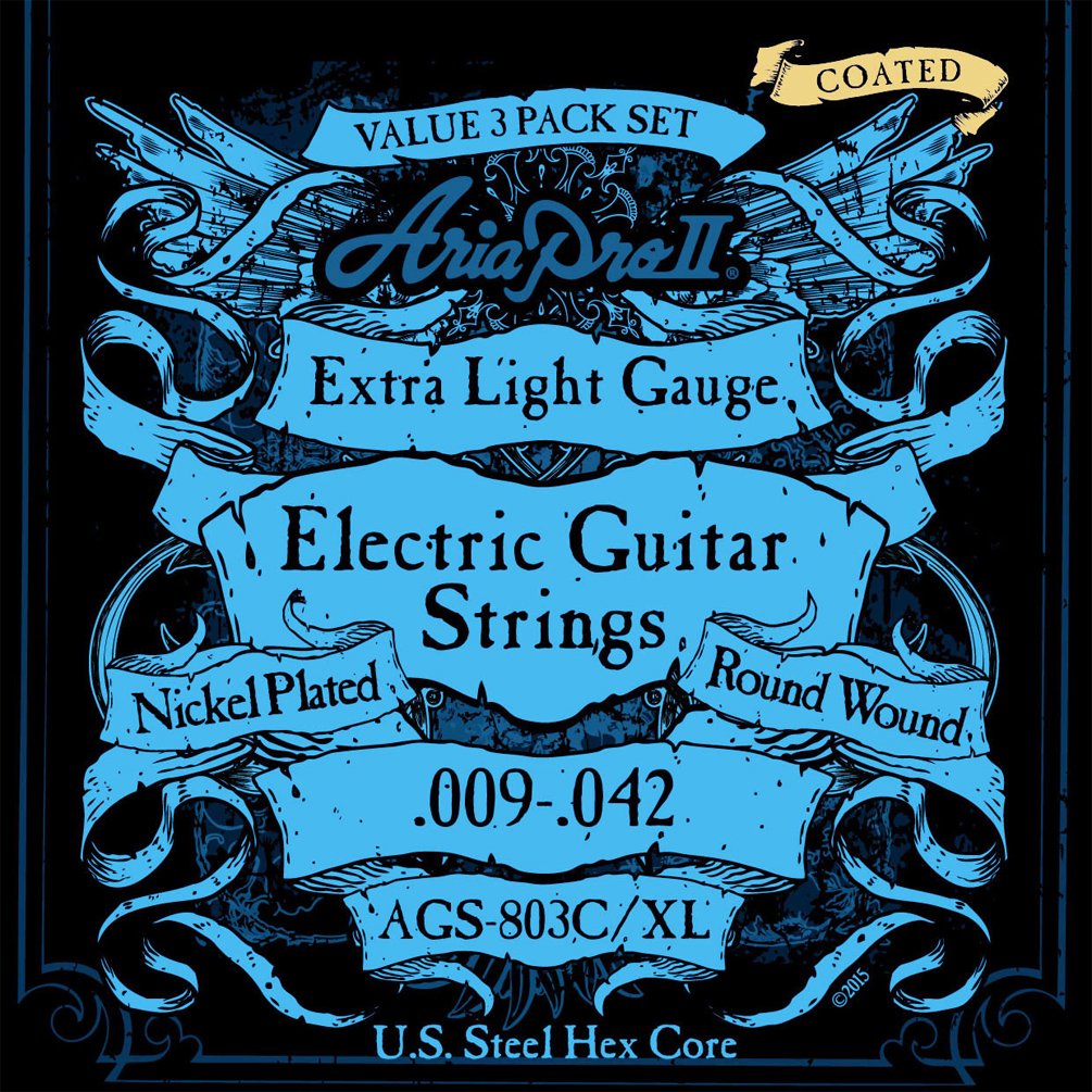 Ariapro エレキギター弦 コーティング ニッケル エクストラライト 3セットパックの商品画像