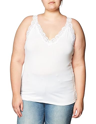Cinema Etoile Women's Lace Trim V-Neck Camisole, White, X-Large in