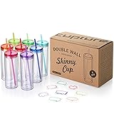 Cupture Skinny Acrylic Tumbler Cups with Straws