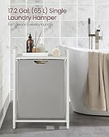 VASAGLE Laundry Basket 65 L Pull-Out Liner Shelf 50x33x72 cm Dove Grey view 3