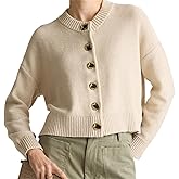 Women Casual Button Up Sweater Y2K Loose Fit Crewneck Long Sleeve Knit Cardigan Solid Color Fall Trendy Jacket Outwear