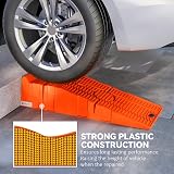 DURHAND 2 Pack Car Ramps 5 Ton Heavy Duty Plastic Vehicle Ramp Orange 91x30x21cm view 3