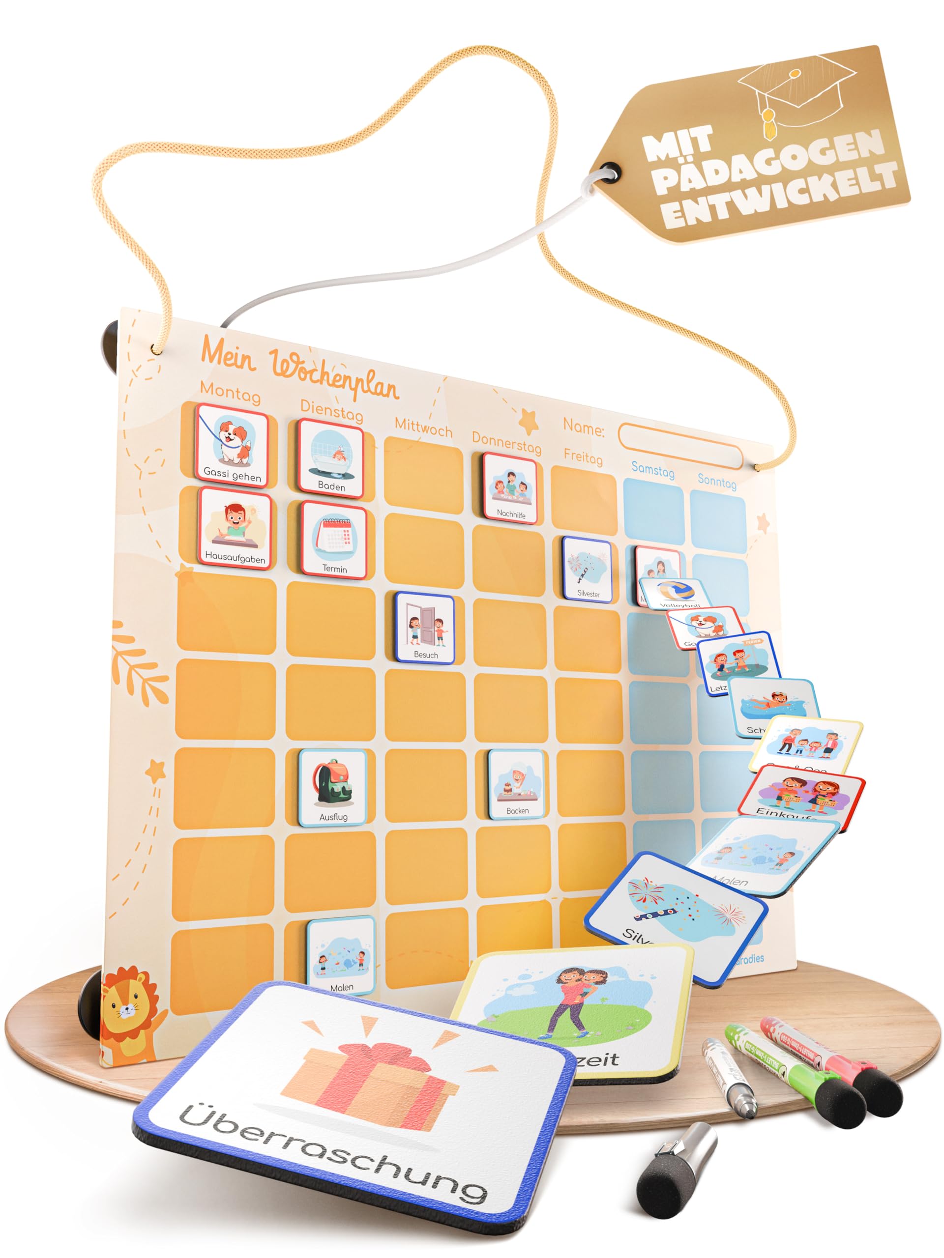 Kinderparadies online Children's Paradise Magnetic Weekly Planner Online Magnetic Weekly Planner for Children - 188 Coloured Magnets - Planning Appointments, Duties & Leisure - Educational Game
