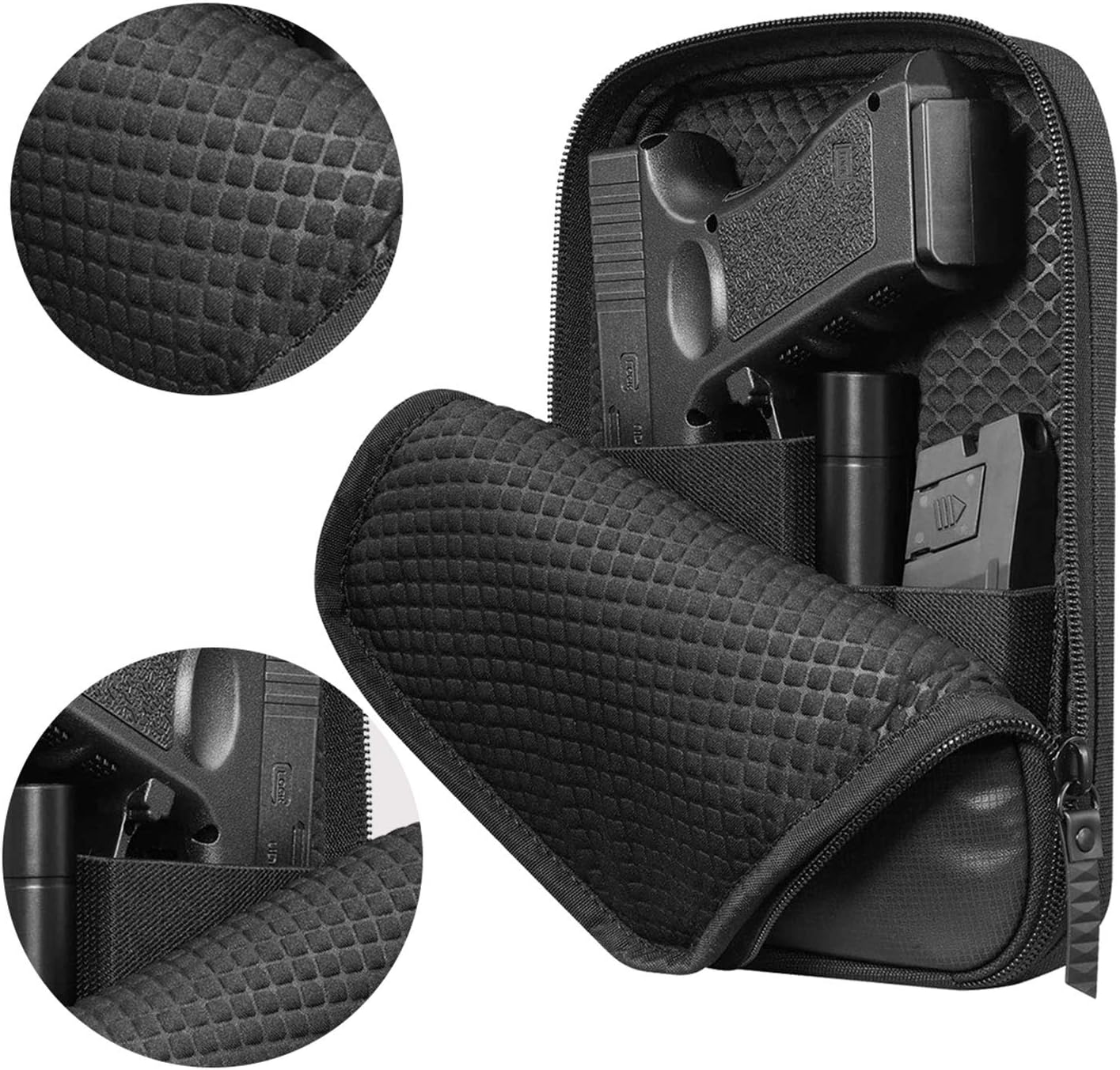 LIVIQILY Concealed Carry Pistol Cases Outdoor Tactical Holster Fanny Pack Gun Pouch Waist Pocket Hip Belt Bag Wallet for Handgun (Black): Sports & Outdoors