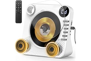 GREADIO Desktop CD Player Bluetooth with HiFi Dual Speaker, CD Player for Home with Remote Control,Dust Cover,LCD Display,Sleep Timer,EQ Sound,USB/AUX/3.5mm Earphone Jack,Kids,Gift