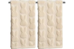 WKJZH 2Pcs Easter Hand Towels Beige Rabbit Cotton Bathroom Towel Decorative Absorbent Bath Towel for Drying Cleaning Cooking,