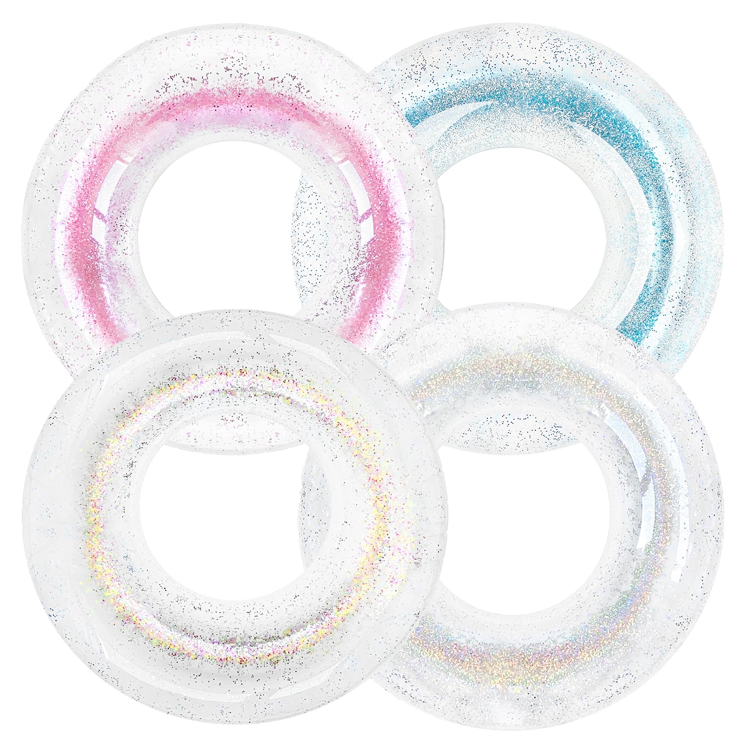 Photo 1 of Polita Pool Float, Pool Floats Kids Summer Glitter Pool Tube with Confetti,Tube Pool Toys Beach Party, Transparent Inflatable Floating Tubes for Adults and Kids (Pink+Silver+Blue+Multicolor)