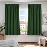 Deconovo Pencil Pleated Blackout Curtains 46 x 54 Forest Green 1 Pair