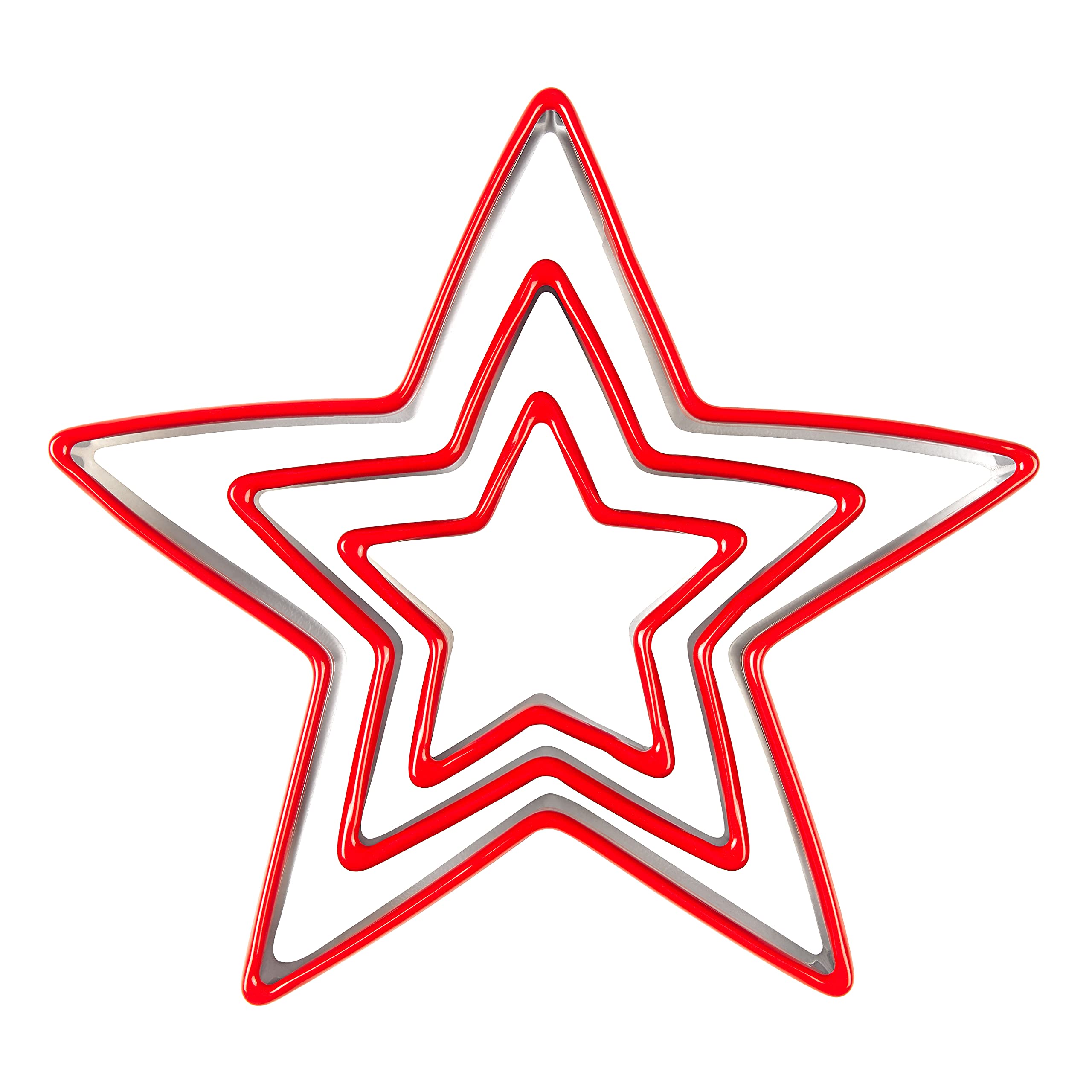 Tala Originals Soft Grip Star Cutters, Set of 3 Stainless Steel Cutters, Ideal for Pastry, Cookie Dough, Short and Gingerbread, Red